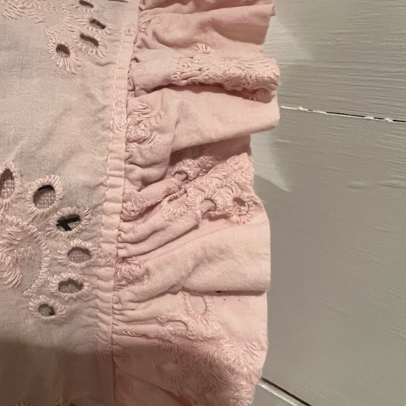 Valentina Naldi Pink Eyelet Ruffle Sleeve Top, size M, made in Italy, EUC - Picture 3 of 9